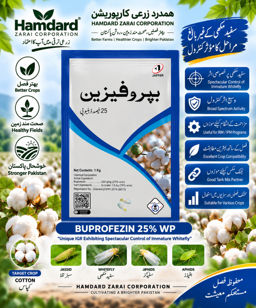 BUPROFEZIN 25% WP 1KG – کپاس میں سفید مکھی، سبز تیلہ اور ایفڈ کیلئے IGR Insecticide | Jaffer