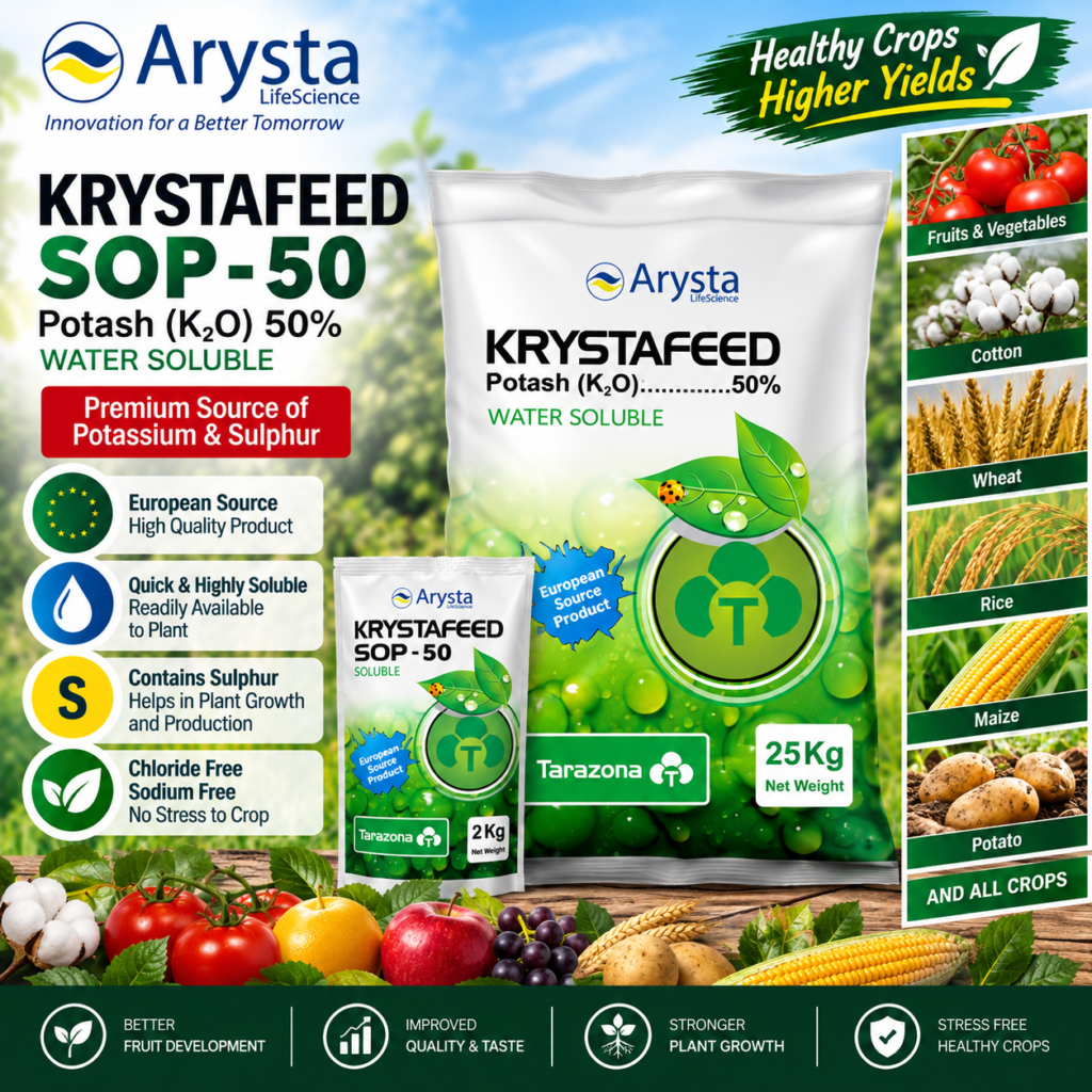 Krystafeed SOP-50 25KG – Water Soluble Potash 50% for Fruit Development, Quality & Yield | Arysta