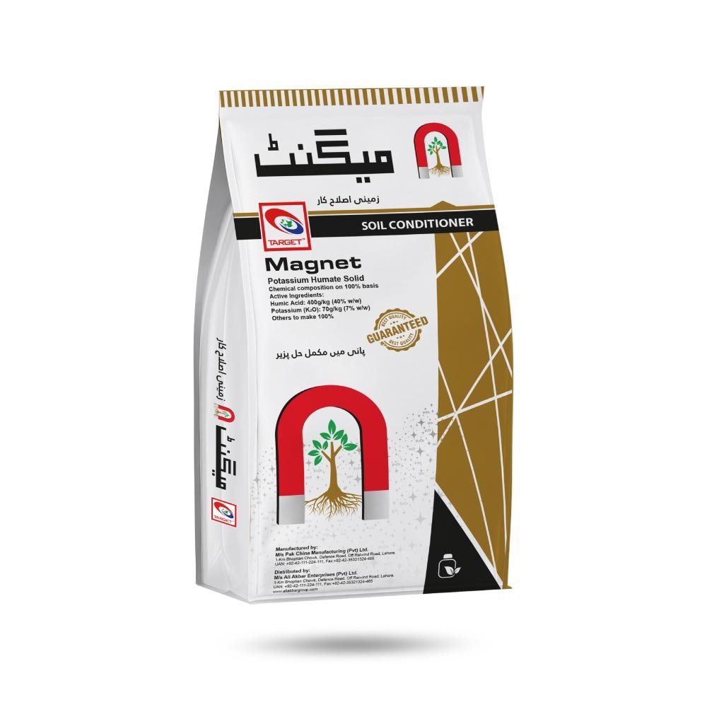 Magnet Potassium Humate Solid – Humic Acid 40% + Potassium 7% for Wheat, Cotton & Sugarcane | Target