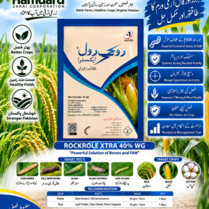 ROCKROLE XTRA 40% WG 40GM – مکئی اور دھان میں بوررز اور Fall Armyworm کیلئے Systemic Insecticide | Jaffer
