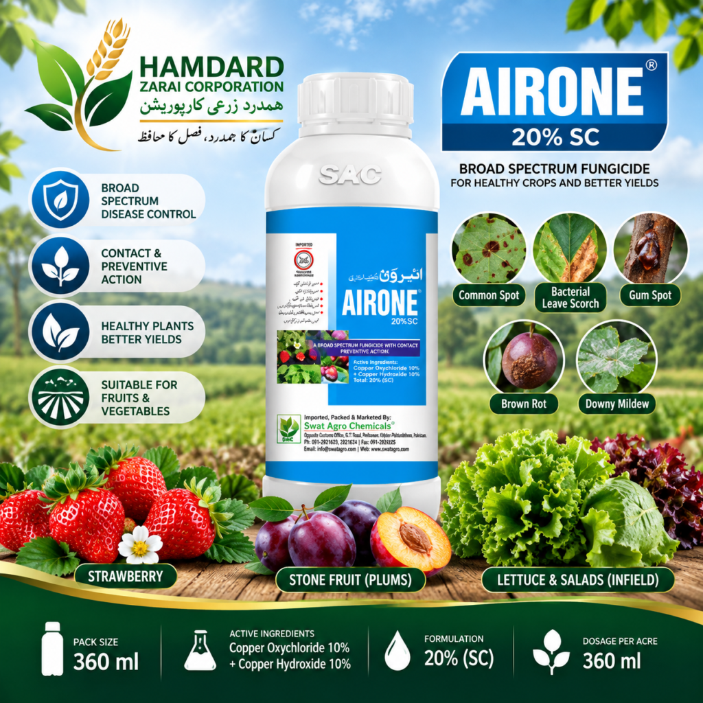 AIRONE 20% SC 360ML – پھلوں اور سبزیوں کی بیماریوں کے کنٹرول کیلئے Fungicide