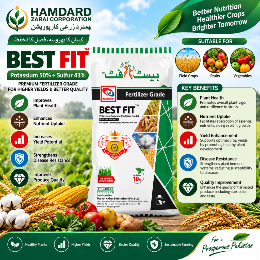 Best Fit 50% Potassium 50% + Sulfur 43% 10KG – Field Crops, Fruits & Vegetables کیلئے Fertilizer | Target