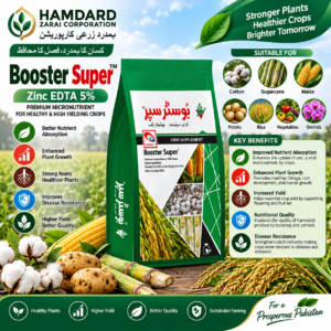 Booster Super Zinc EDTA 5% – کپاس، گنے، مکئی، آلو اور چاول کیلئے Zinc Micronutrient | Target
