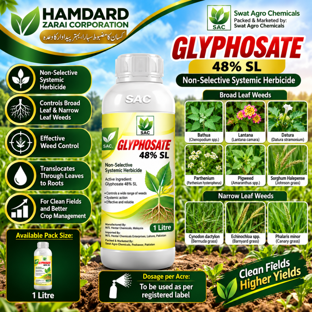 Glyphosate 48% SL 1L – Non-Selective Herbicide | Swat Agro Chemicals