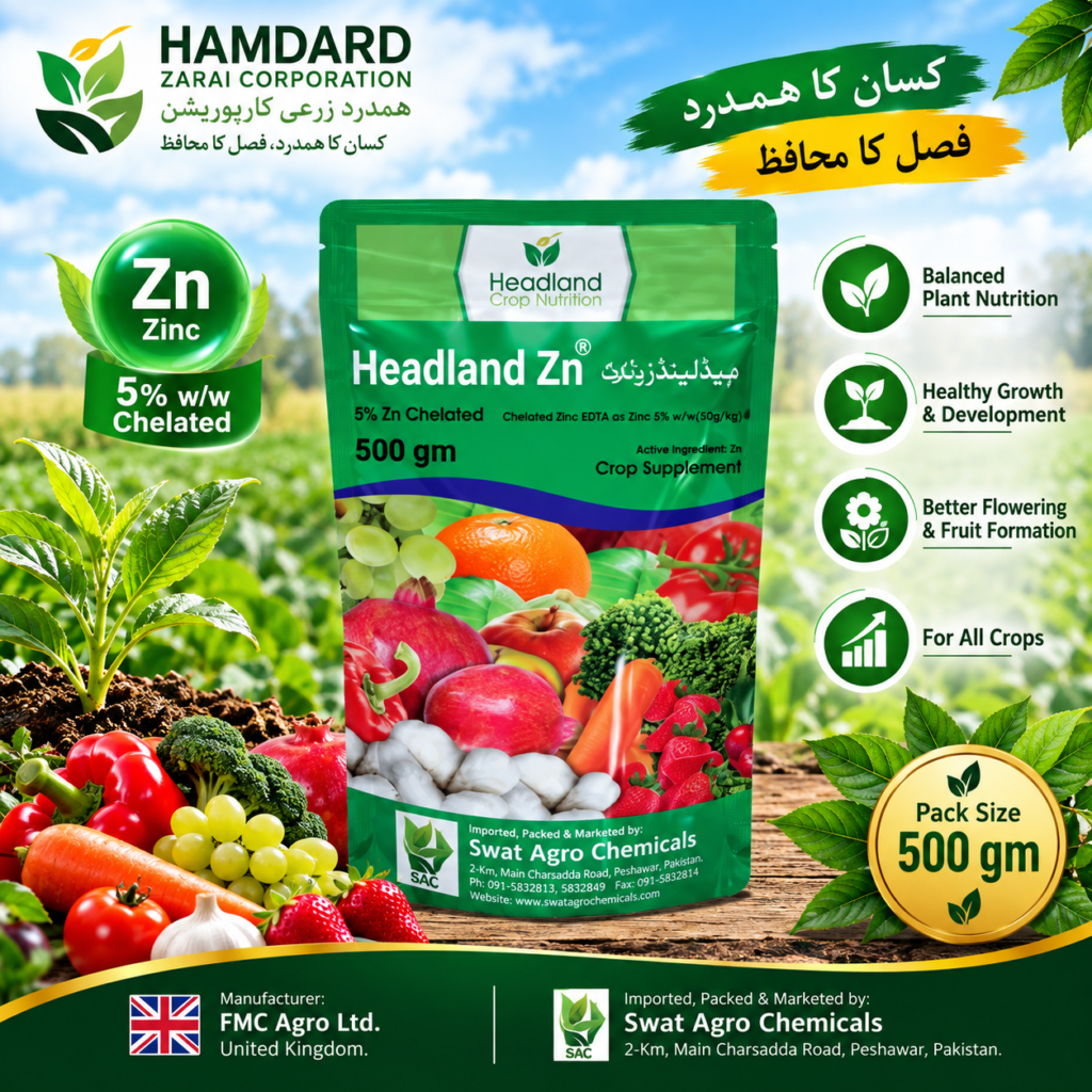 HEADLAND Zn 5% Chelated 500GM – Chelated Zinc Crop Supplement تمام فصلوں کے لیے | Headland