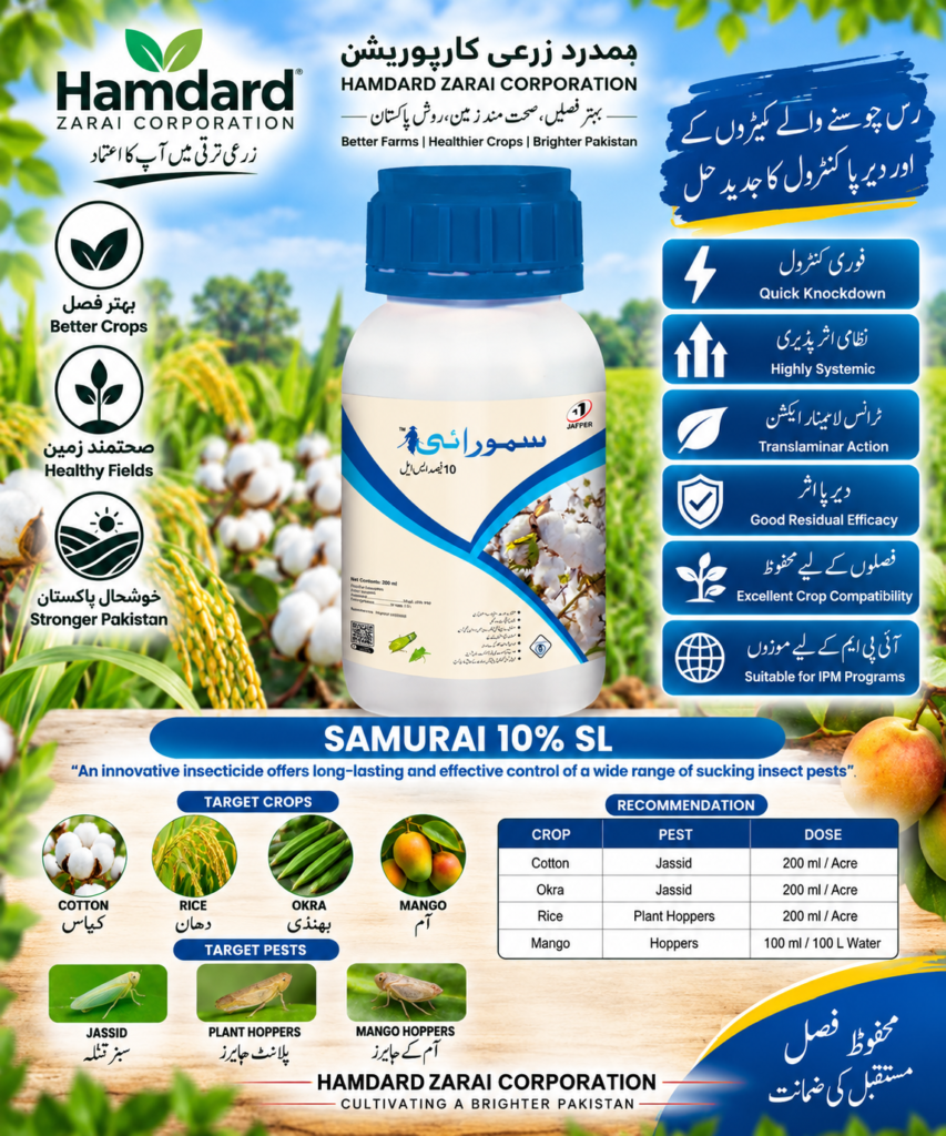 SAMURAI 10% SL 200ML – کپاس اور دھان میں رس چوسنے والے کیڑوں کیلئے Systemic Insecticide | Jaffer