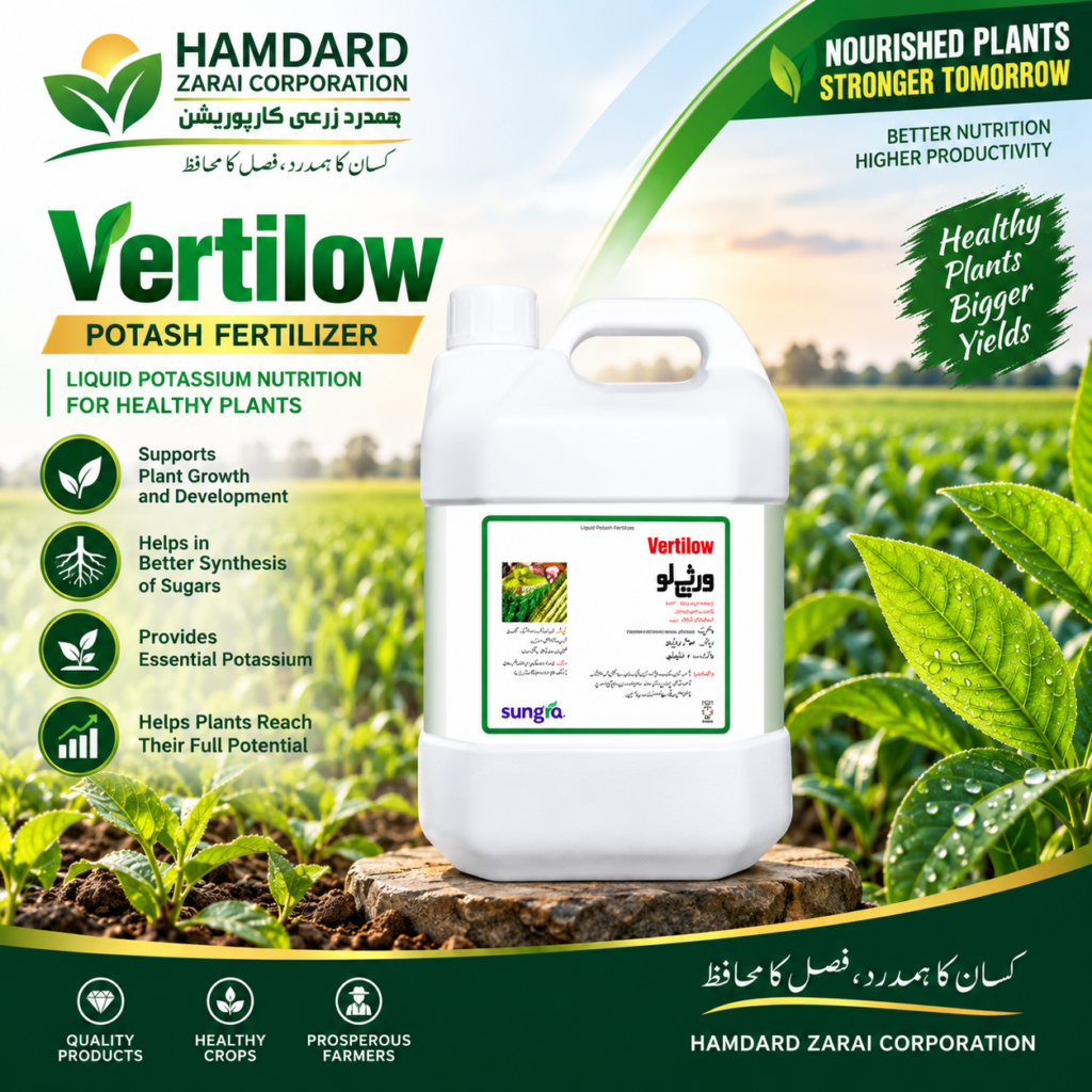Vertilow Liquid Potash Fertilizer – پودوں کی نشوونما اور پوٹاشیم غذائیت کیلئے Liquid Fertilizer | Sungro